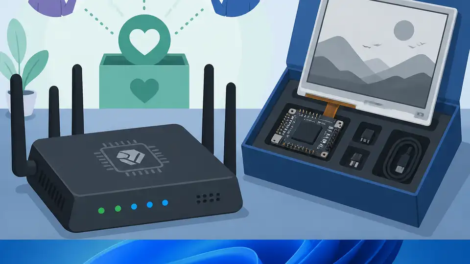 RISC-V router crowdfunding, E Ink kit, Windows 11 taskbar