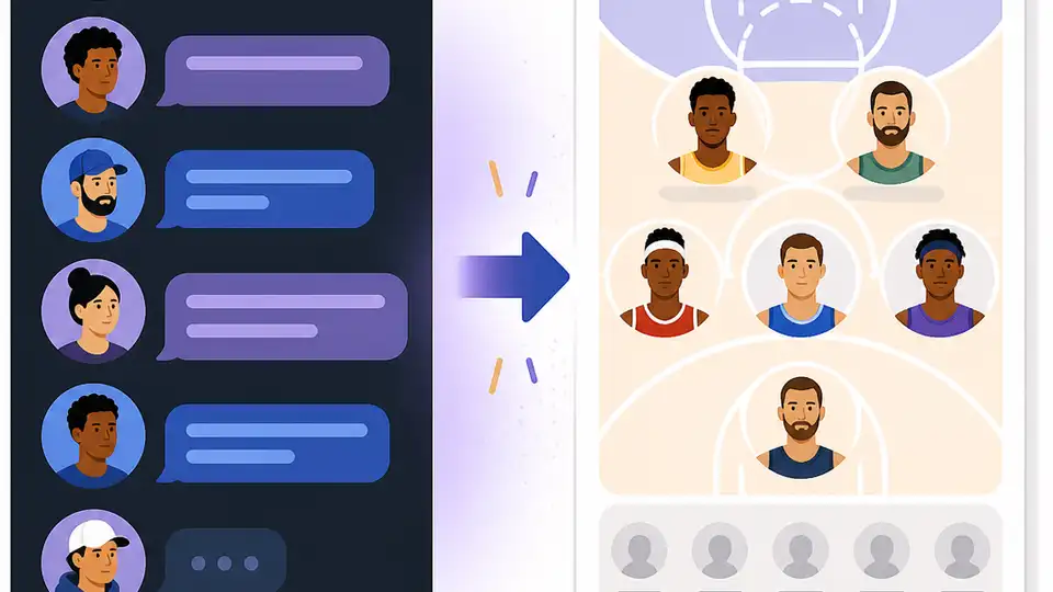 A game-thread prompt turns NBA chatter into a template